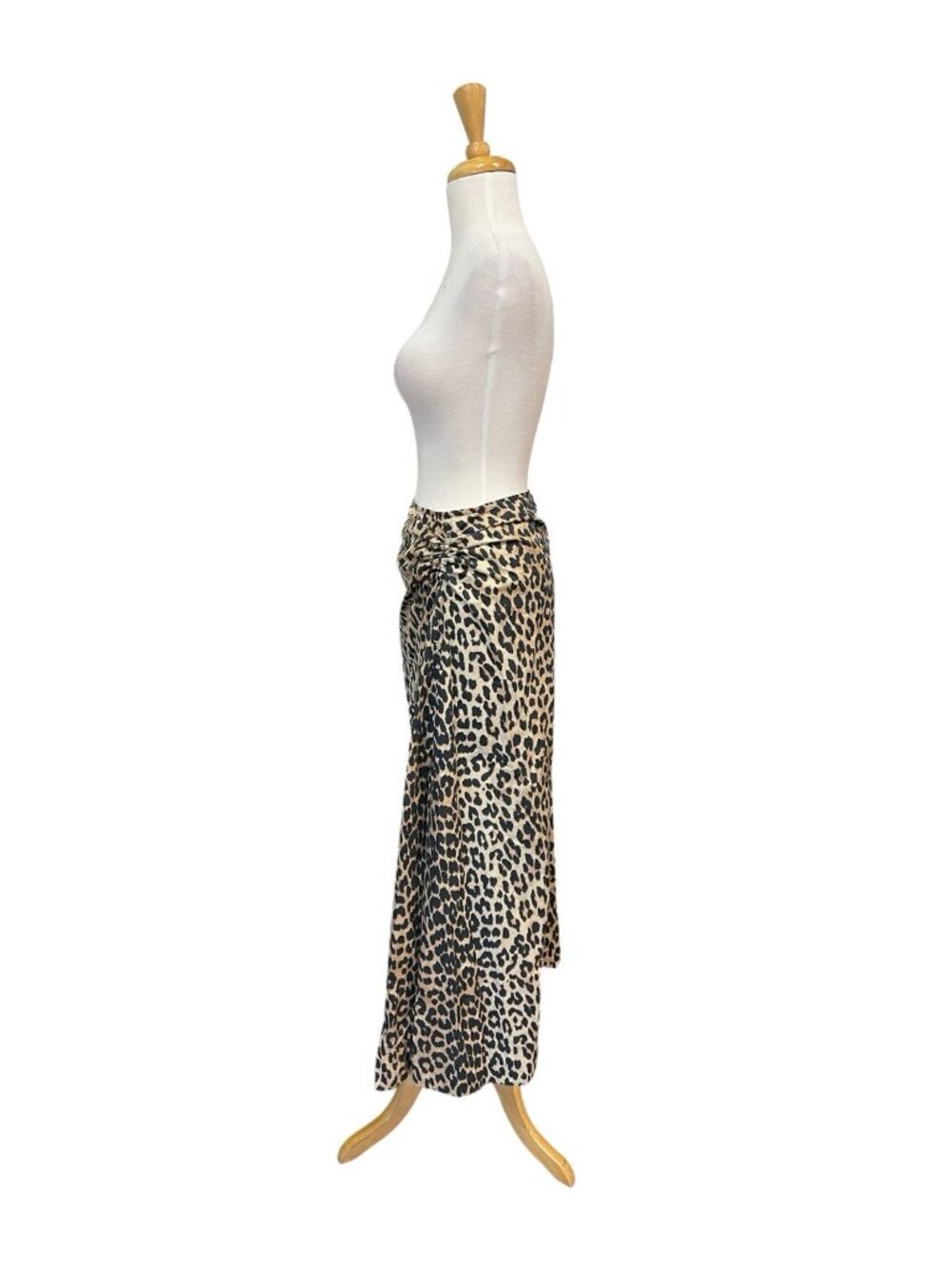 GANNI Poplin Midi Skirt Size 34 US Xs Leopard Print - Picture 2 of 9